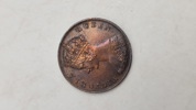 Hong Kong 1 Cent-mønt fra 1875, Mønten blev præget i London, da Hong Kong var en britisk koloni. 