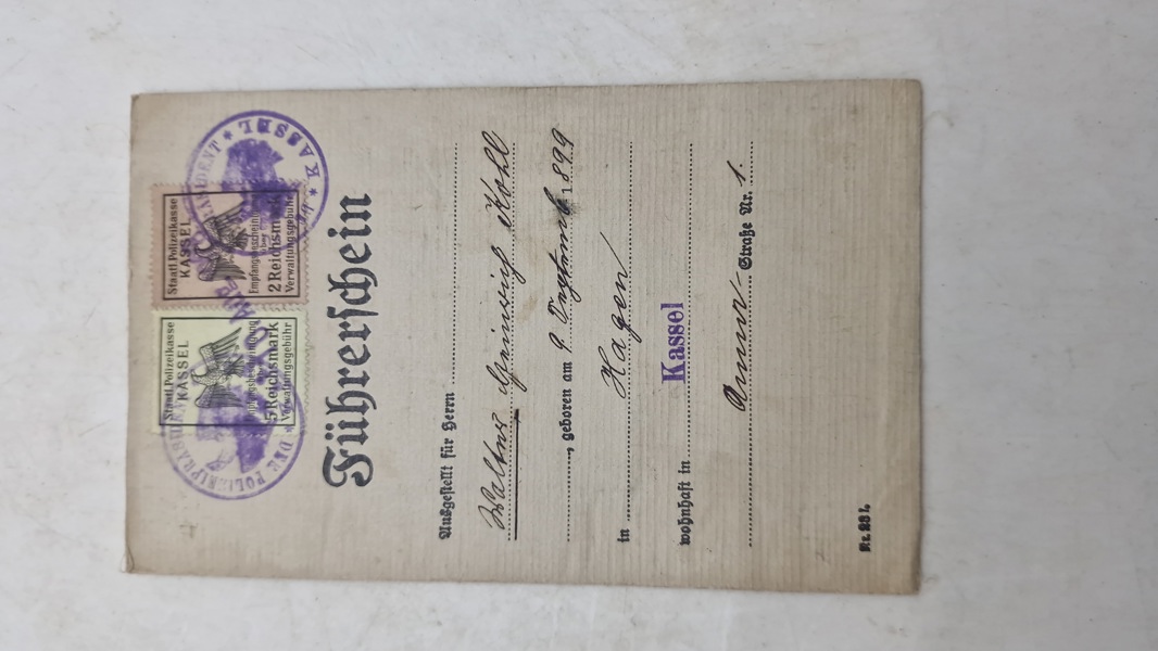 Originalt tysk tidligt kørekort
