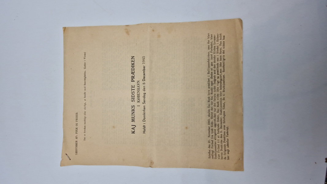 KAJ MUNKS SIDSTE PRÆDIKEN
I KØBENHAVN
Holdt i Domkirken Søndag den 5 December 1943