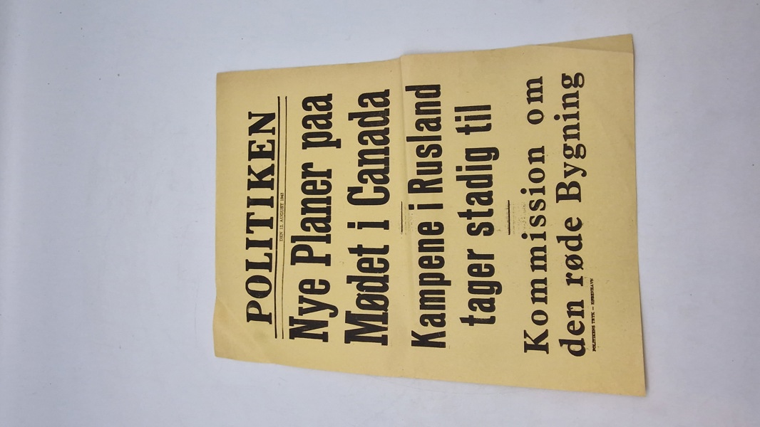 Original spiseseddel fra “Polititikken” 1943