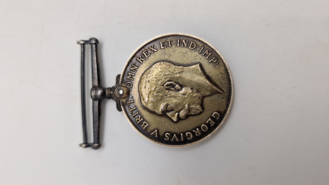 Original britisk krigsmedalje (British War Medal) fra Første Verdenskrig - navngiven 