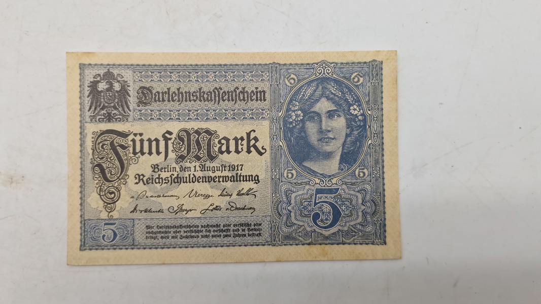 Original tysk 5 Mark fra 1917