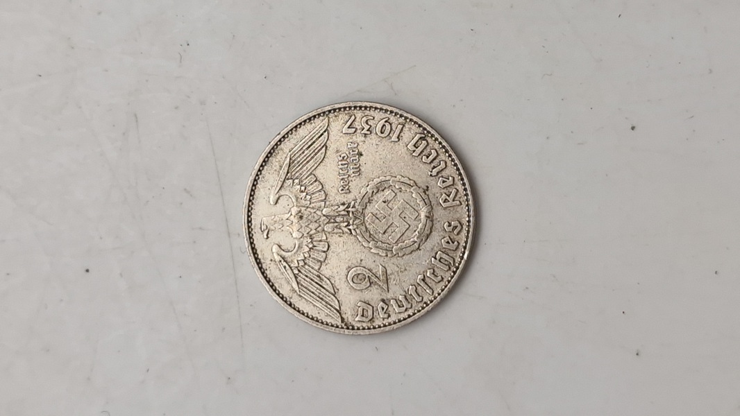 Original tysk 2 Mark 1937, sølv 
