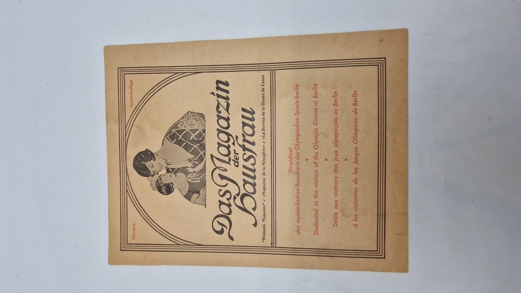 Originalt tysk kvindemagasin, "Das Magazin der Hausfrau
", som udkom som et særnummer i forbindelse med De Olympiske Lege i Berlin. 