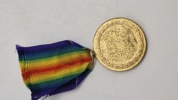 Original Victory Medal fra Første Verdenskrig. Denne medalje blev oprindeligt oprettet i 1919 og tildelt militært personel af de allierede nationer - Navngiven