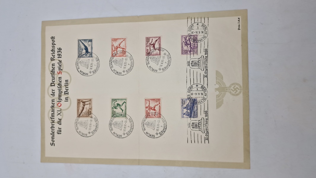 Samling originale brevmærker/postmærker, olympiaden 1936