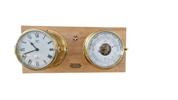 Barometer og ur opsat på plade, og anvendt i Marineforeningen 