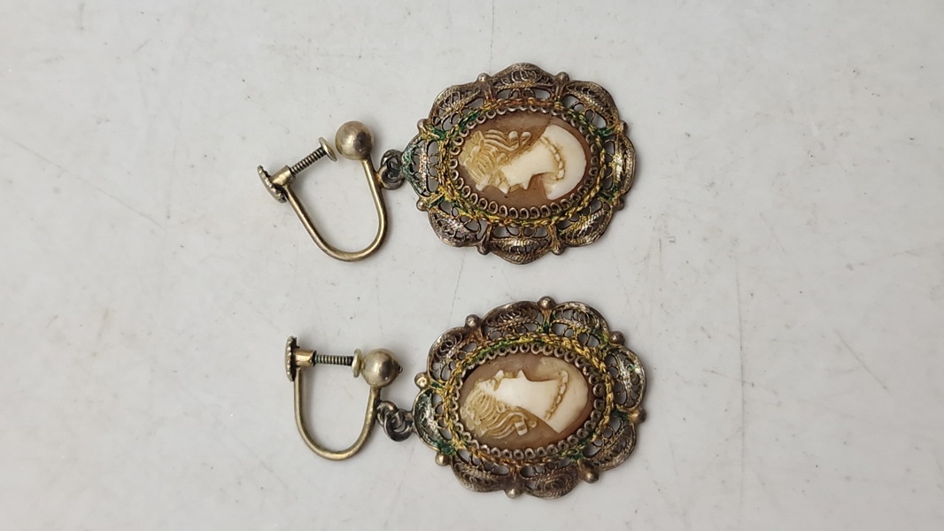 Cameo øreringe Sølv