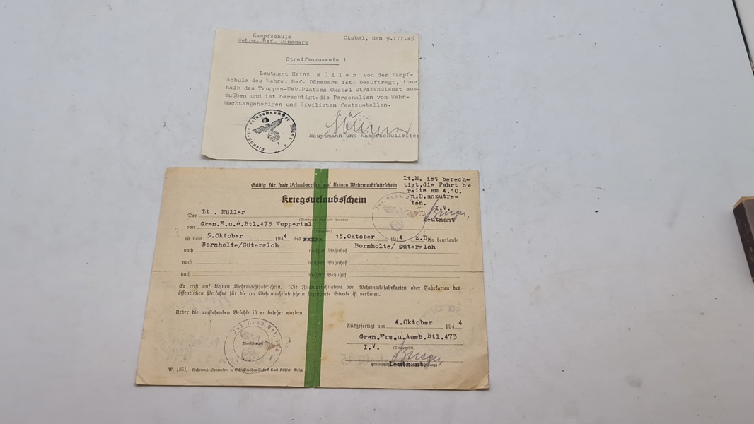 Original passerseddel oksbøl WW2 for Tysk feltpoliti 