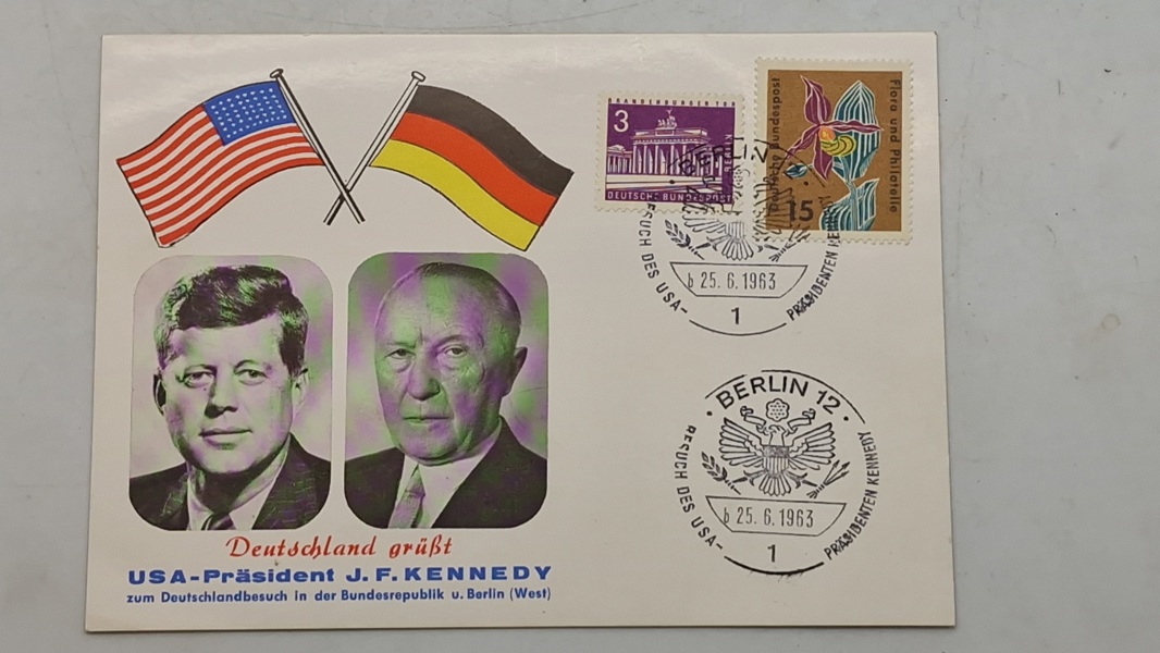 Førstedags kuvert fra John F. Kennedys besøg i Vesttyskland og Vestberlin i juni 1963. 
