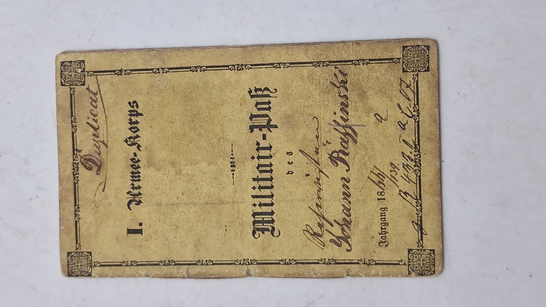 Originalt tysk ww1 militær pas 