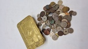 Original WW1 British Army 1914 Christmas Mary Tin med samling mønter