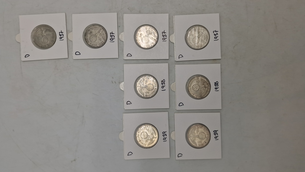 Samling originale Tyske sølvmønter 