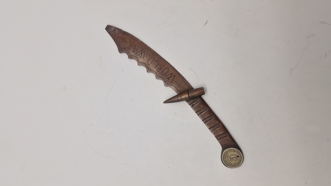 Papirkniv af granat og mønt souvenir 1 VK