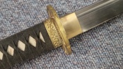 Veludført japansk katana med Damaskus klinge  