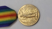 Original Victory Medal fra Første Verdenskrig. Denne medalje blev oprindeligt oprettet i 1919 og tildelt militært personel af de allierede nationer - Navngiven