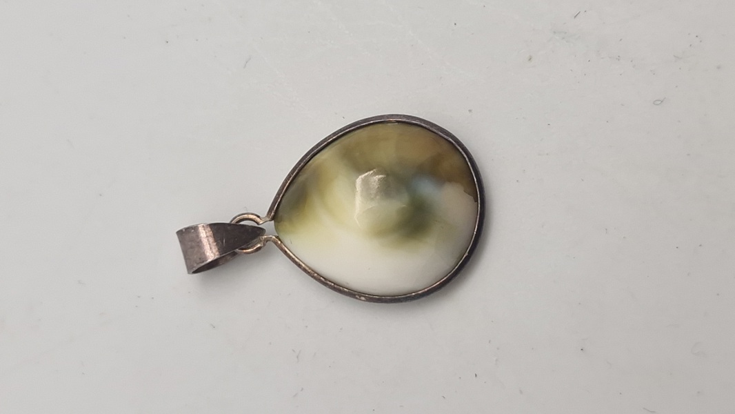 Sten indkapslet i 925 sterlingsølv vedhæng 