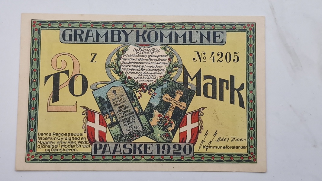 Original nødseddel, Gramby kommune 
