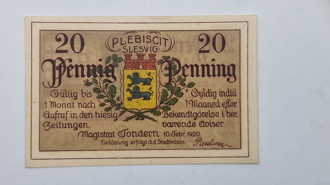 Original nødseddel, Tønder 