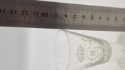Originalt snapseglas, reijmyre med Gustav III's monogram. 20. århundrede.