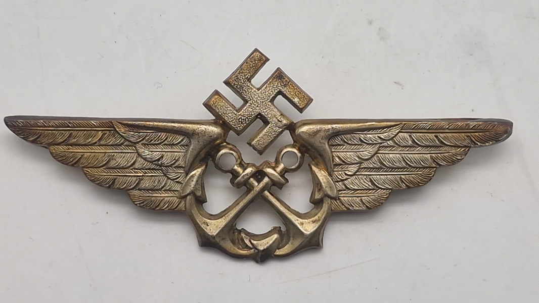 Original German Luftwaffe Maritime Personnel Visor Cap Badge
