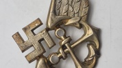Original German Luftwaffe Maritime Personnel Visor Cap Badge