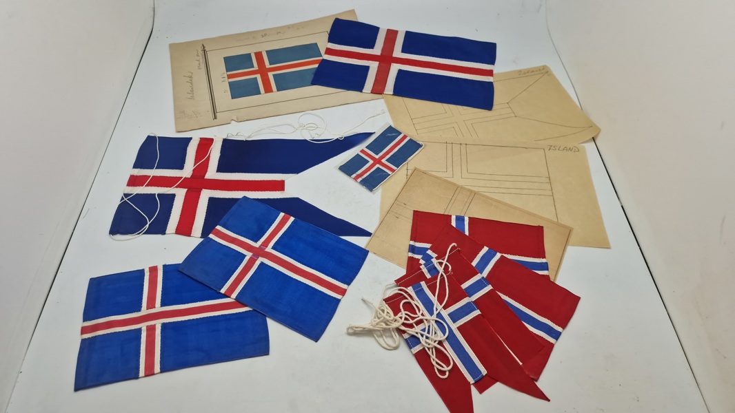 Samling originale miniature faner, Island og Norge 