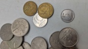 Samling originale israelske shekel, som er Israels officielle valuta