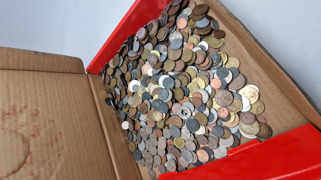 Stor samling blandede mønter