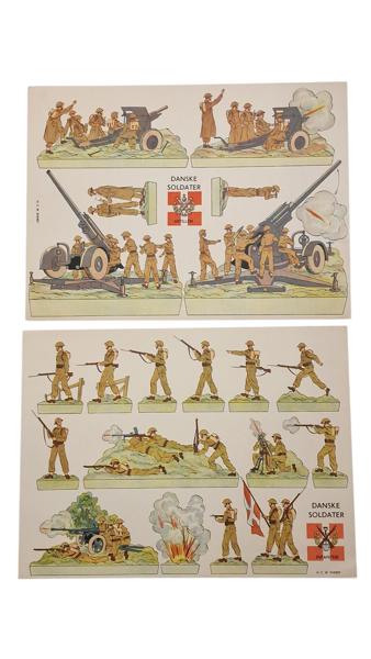 Planche med Danske soldater ca. 1946  