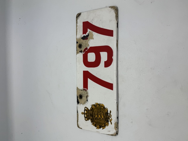 Ekstremt sjælden original Motorcykel hvid hær nummerplade