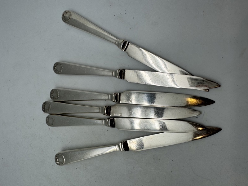 Samling frugtknive af nysølv. Godt stemplede 