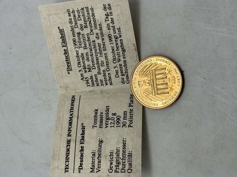 Original tysk medalje token med certifikat