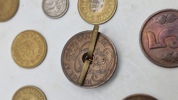 Samling diverse mønter, bl.a. to stk af sølv 