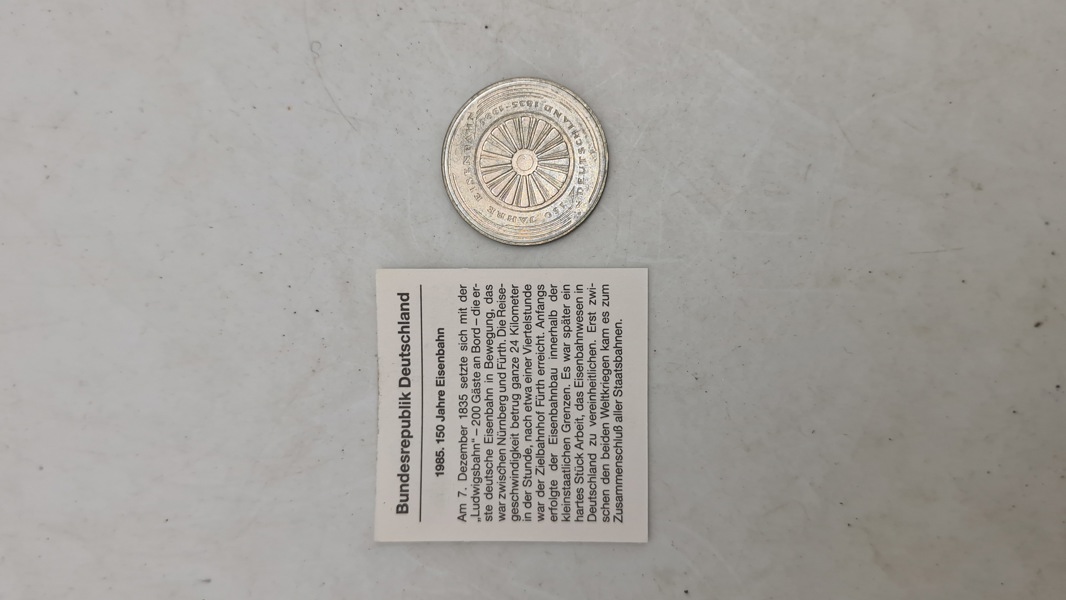 Bundesrepublik Deutschland
1985 (150) Jahre Eisenbahn Token/mindesmønt