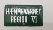 Emalje nummerplade Hjemmeværnet Region VI - pæn