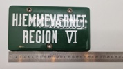 Emalje nummerplade Hjemmeværnet Region VI - pæn