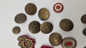 Samling regimentsmærker og knapper