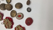 Samling regimentsmærker og knapper