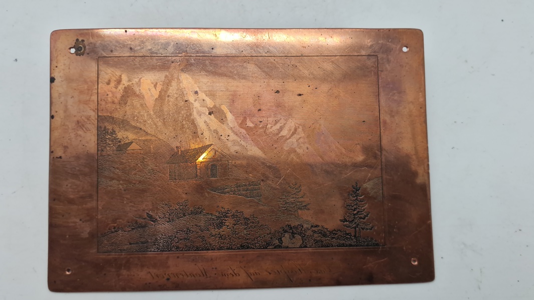 Original Antik kobberplade brugt til kobberstik