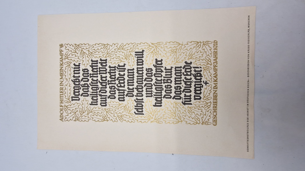 Originalt Kunstschriftbeilage der "Kunst im Deutschen Reich" - Adolf Hitler in ''Mein Kampf'' 