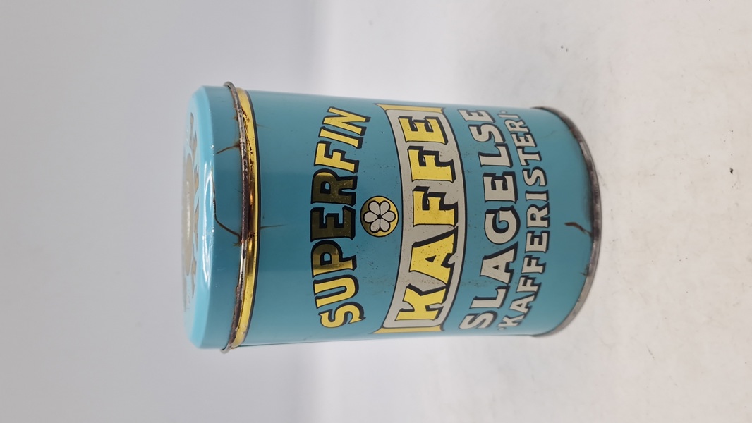 Original kaffedåse fra Superfin kaffe, Slagelse