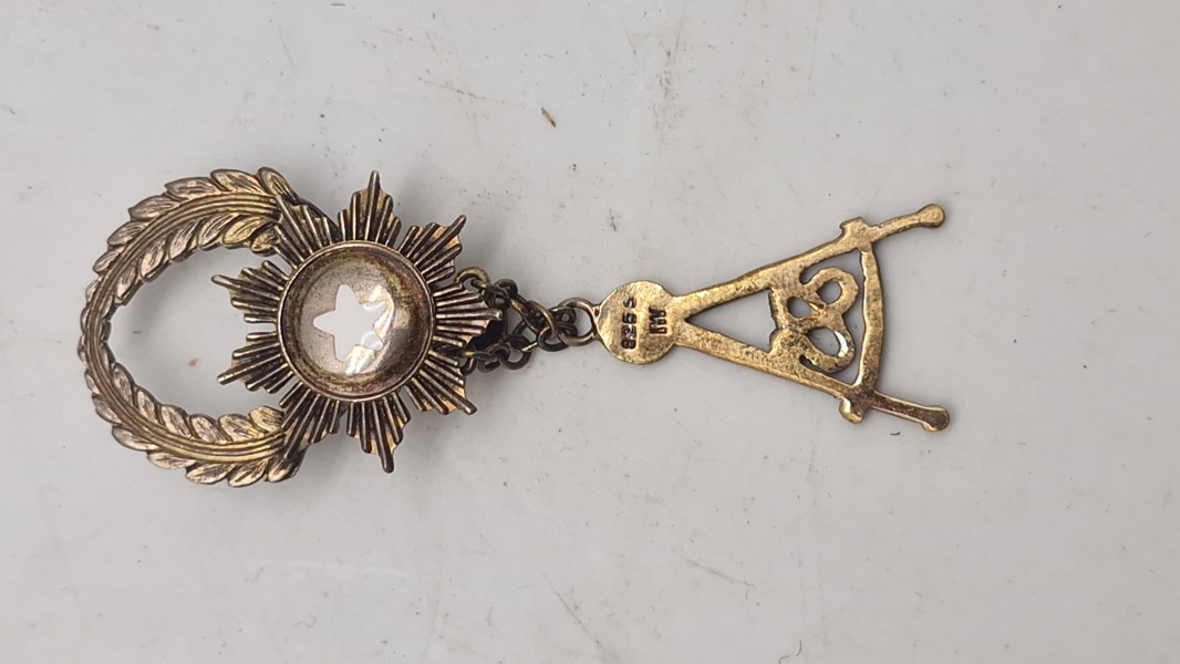 Originalt frimurerisk reversmærke af 925 sterlingsølv 