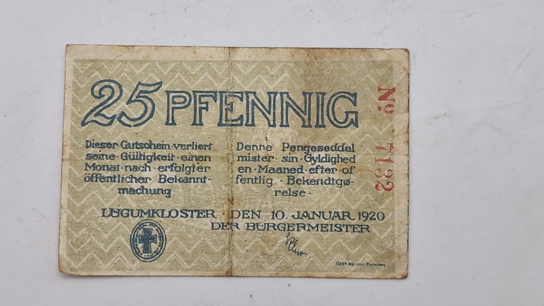 Original “Nødseddel” Løgumkloster 