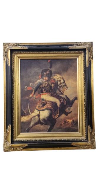 Stort billede af Officer of the Imperial Horse Guards Charging (dansk: Officeren fra den kejserlige hestegarde angriber) af den franske maler Théodore Géricault
