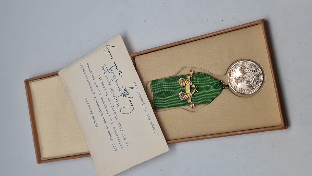 Original svensk navngiven logemedalje. 925 sterlingsølv