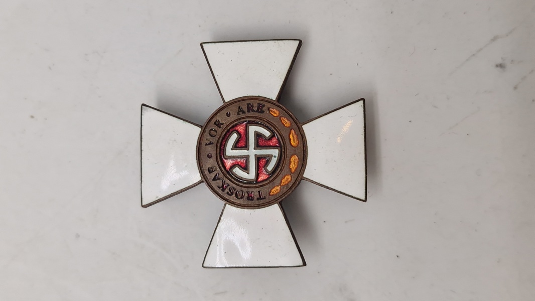 Emaljeret Schalburg kors - efterkrigs