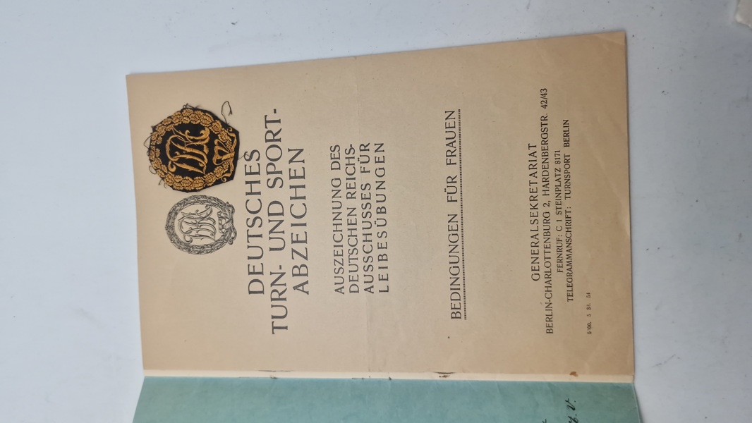 Originalt sportsabzeichen urkunde & stofmærke 