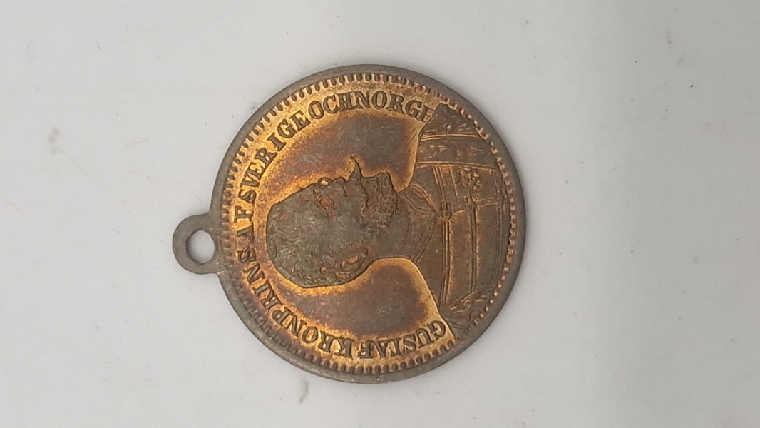 erindringsmedalje med portrættet af kronprins Gustaf af Sverige og Norge