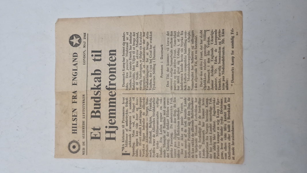 Originalt Nedkastet illegalt blad WW2